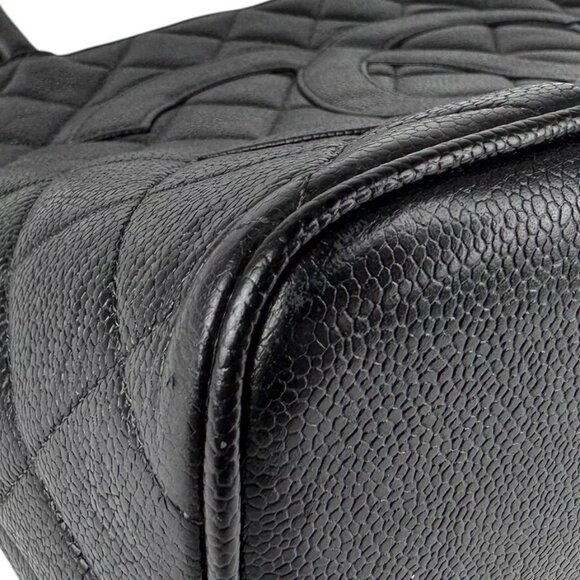 Auth CHANEL Matelasse Handbag Tote Bag Black Leather/Silvertone - Picture 8 of 14